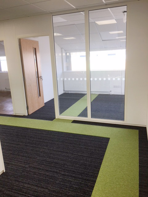 Photo of business unit refurbishment looking into one of the office units