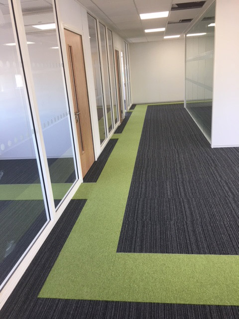 Photo of business unit refurbishment looking down corridor