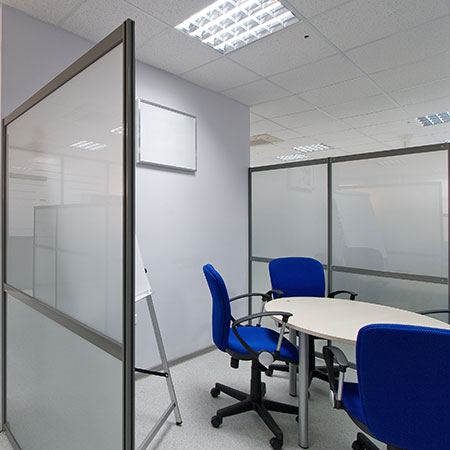 A photo of a modern compact office