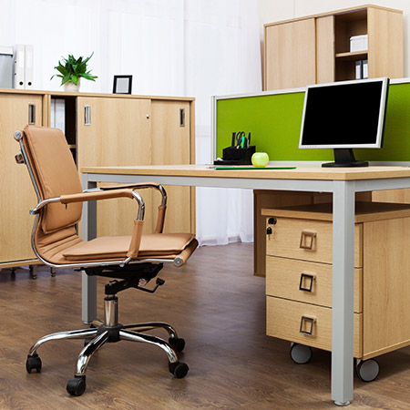 Photo of workstation in contemporary office environment