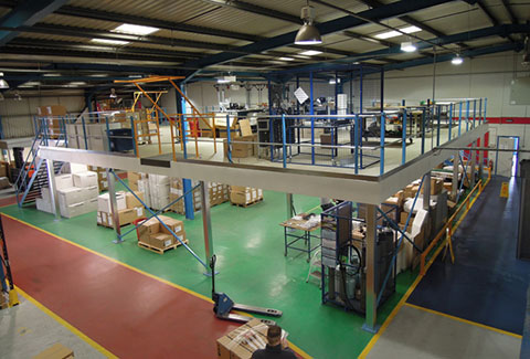 A photo of an open mezzanine in a storage area